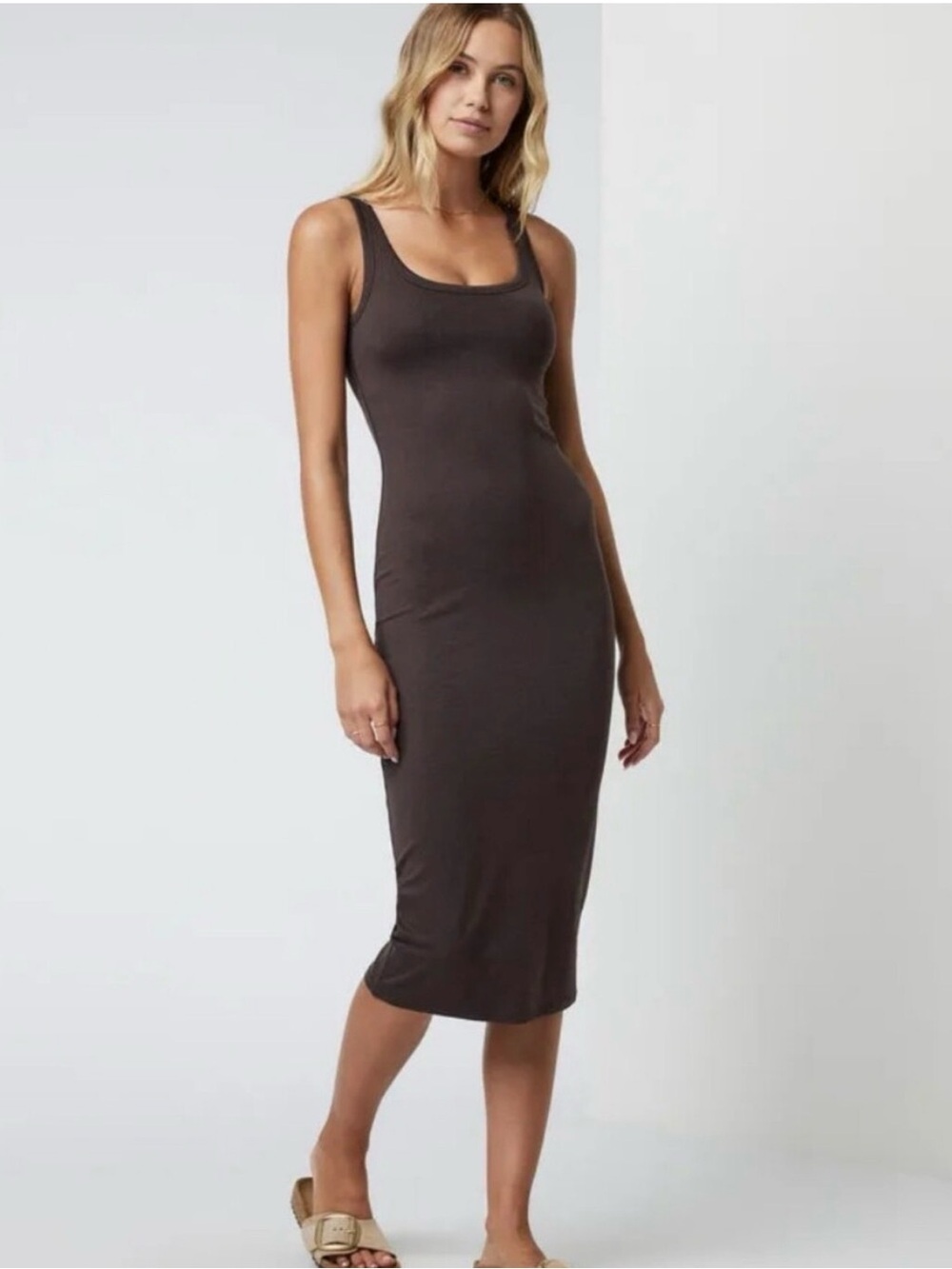 Vuori Halo Essential Midi Bodycon Dress|Java Chocolate|Size S|